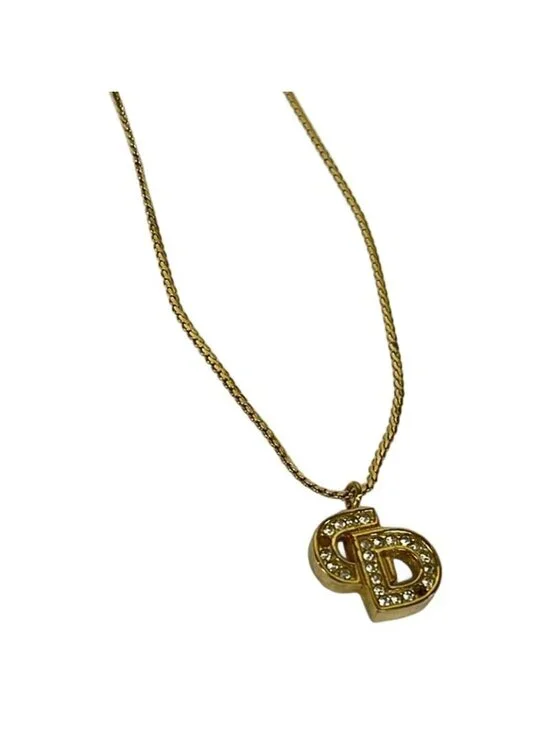 Dior Necklace Gold Clear CD Motif - Picture 5 of 5